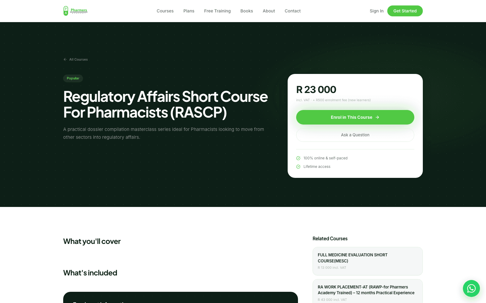 Pharmers Academy course detail page