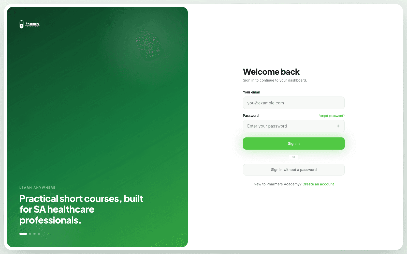 Pharmers Academy account sign-in