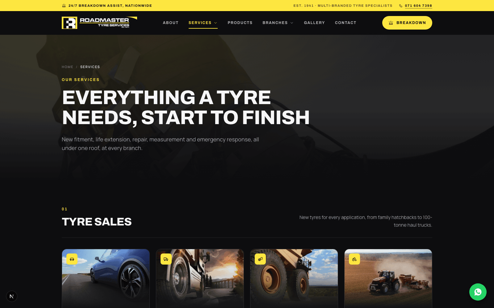 Roadmaster Tyre Services service catalogue