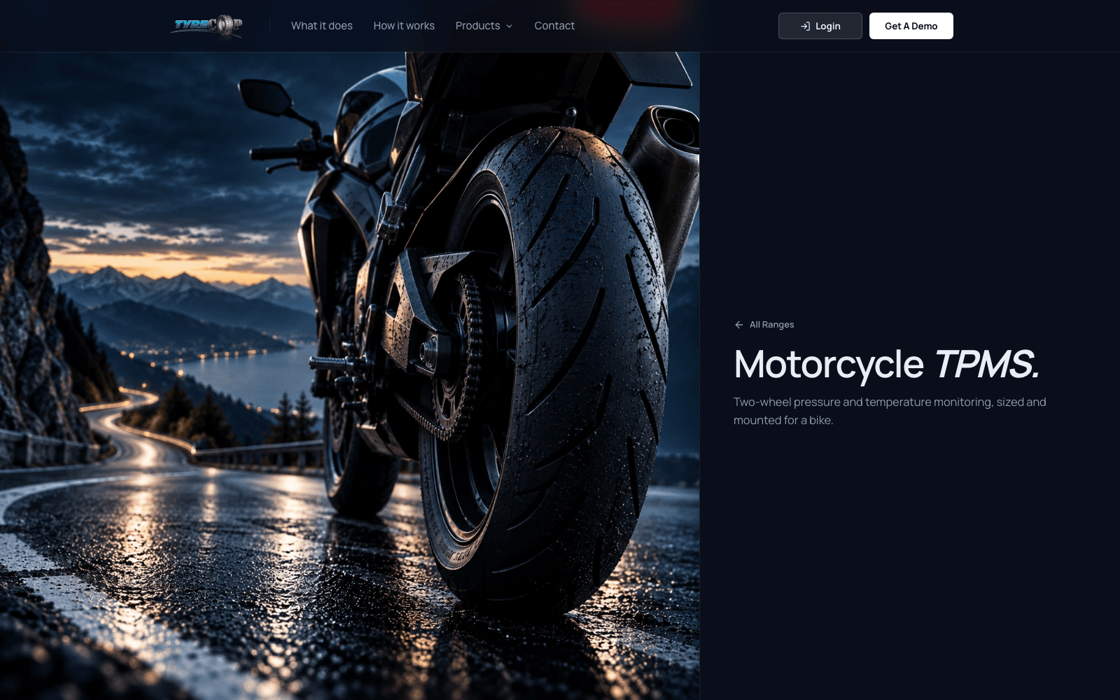 TyreCOP motorcycle monitoring range