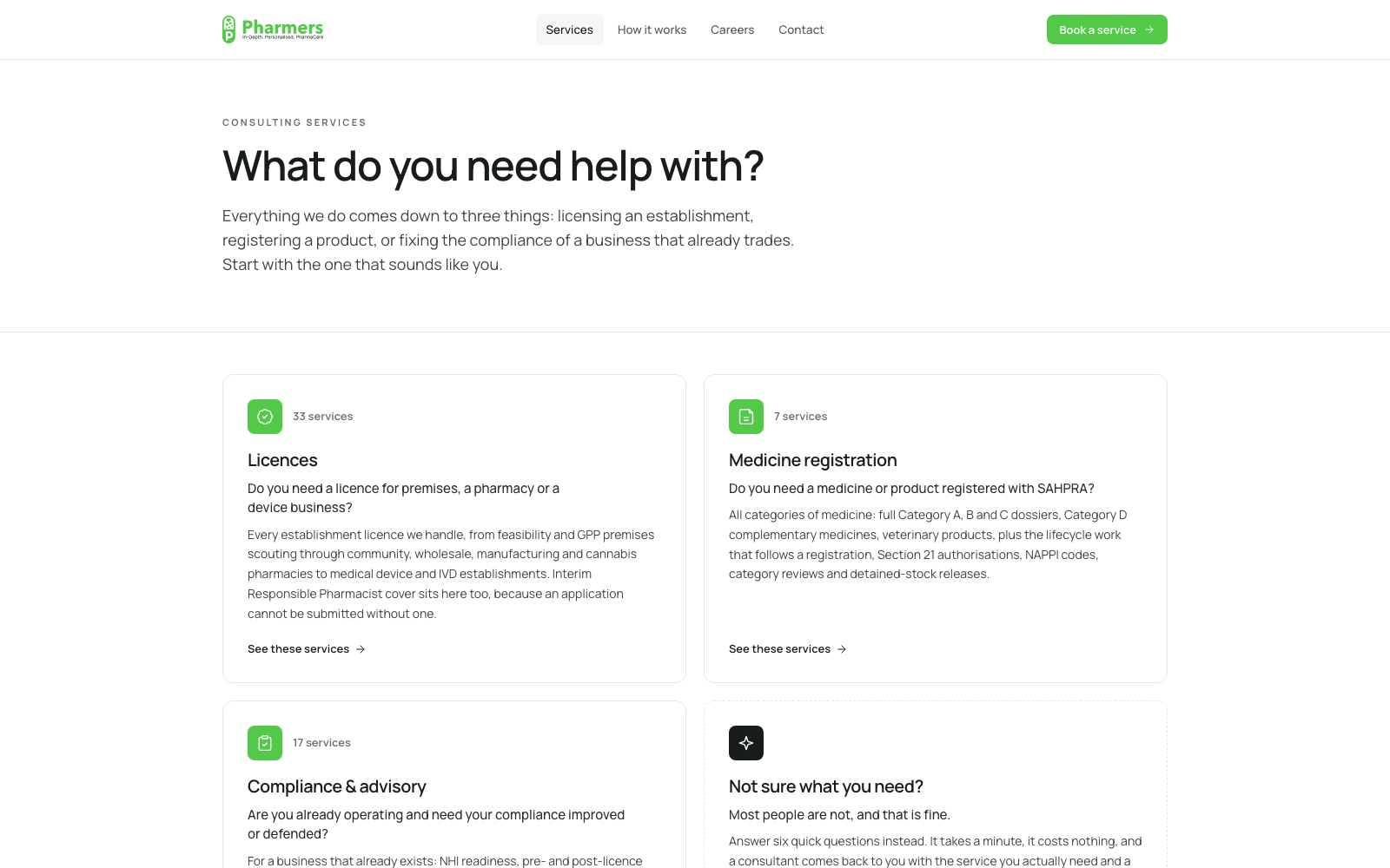 Pharmers Consulting service catalogue